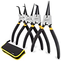 Gunpla Herramienta Juego de Alicates para Anillos Puntas Circlip Interiores Y Exteriores 175mm- 4 Piezas en Bolsa